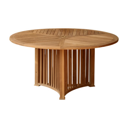 round teak outdoor dining table