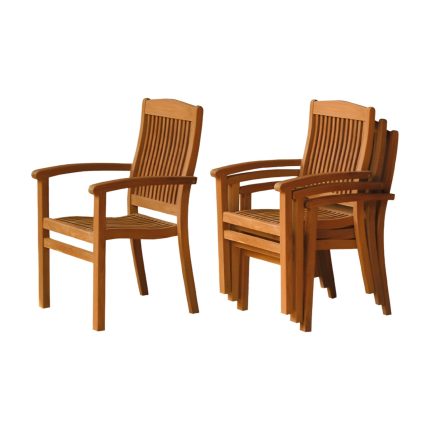 solid teak wood stacking chair