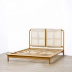 Solid Teak and Rattan Bed Frame