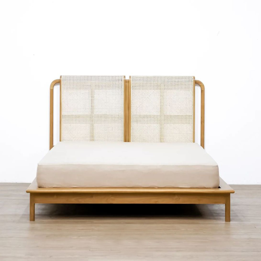 Solid Teak and Rattan Bed Frame EF-BFR 01 (2) Solid Teak and Rattan Bed Frame
