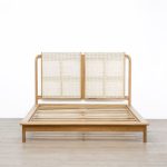 Solid Teak and Rattan Bed Frame