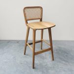 Teak Wood and Rattan Bar Chair