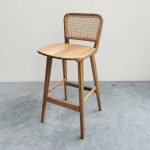 Teak Wood and Rattan Bar Chair