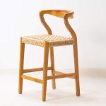 teak wood and synthetic rattan bar chair