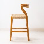 teak wood and synthetic rattan bar chair