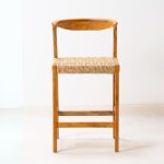 teak wood and synthetic rattan bar chair