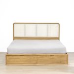 Teak and Rattan Bed Frame With Storage