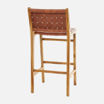 Teak and Synthetic Leather Bar Chair