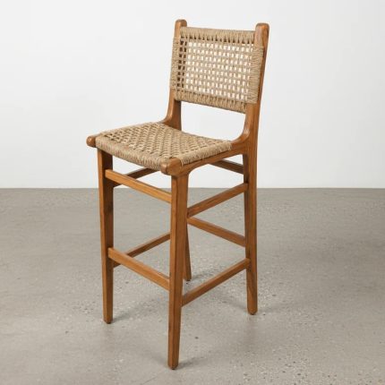 Teak and Synthetic Rattan Bar Chair