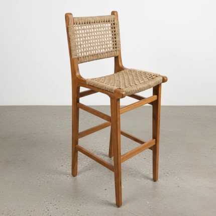 Teak and Synthetic Rattan Bar Chair