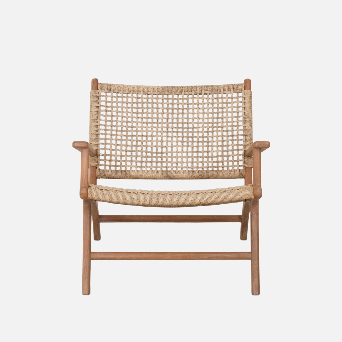 teak and rattan lounge chair
