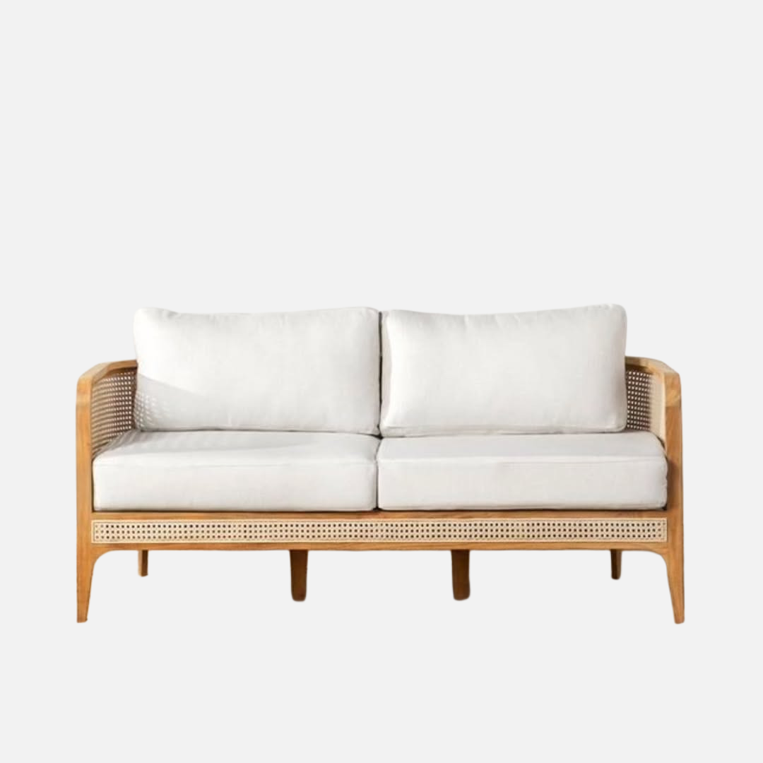 teak and rattan sofa