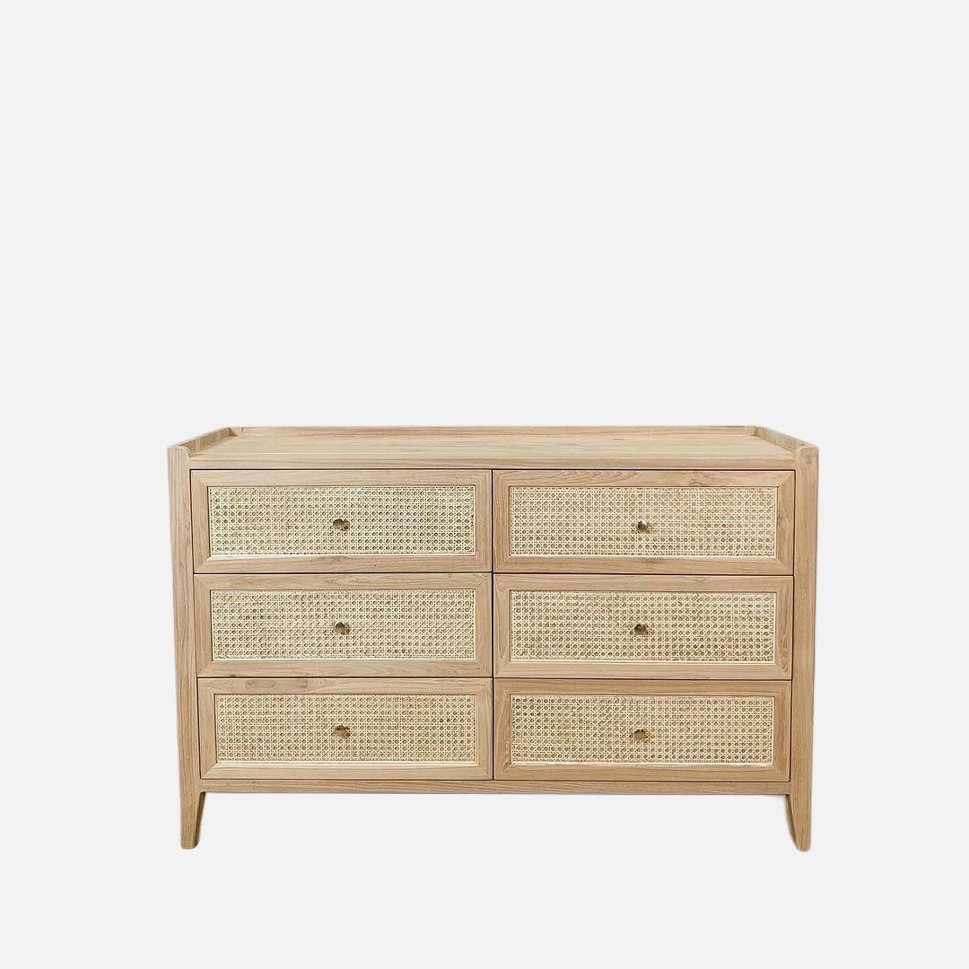 teak wood and rattan buffet